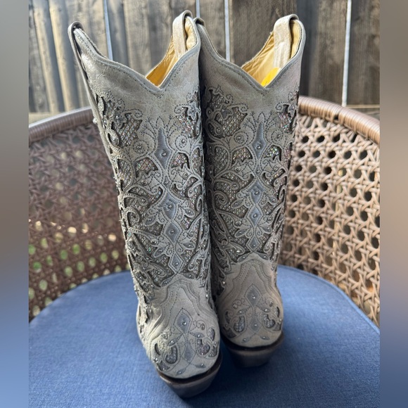 CORRAL WOMEN'S WHITE GLITTER INLAY WESTERN BOOTS 7.5 - Picture 5 of 7